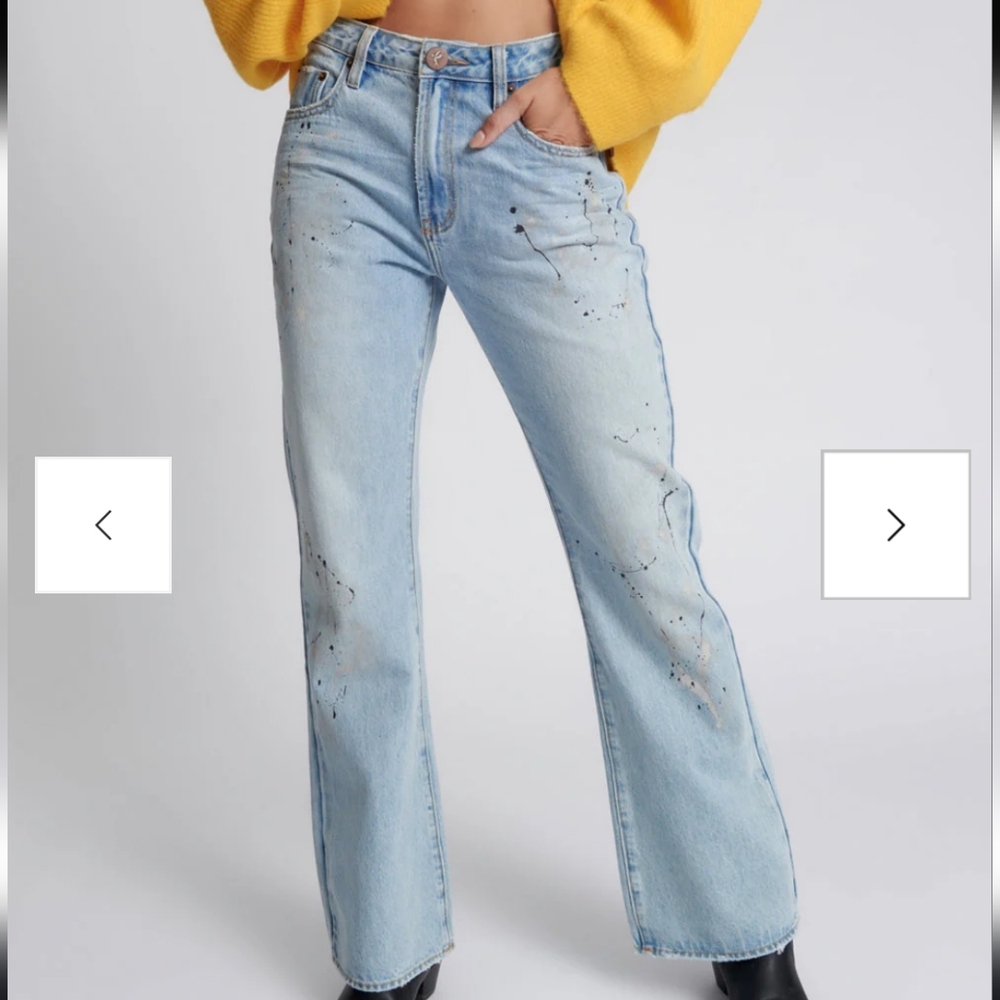 New One Teaspoon Charlie High Waist Slim Flared‎ Denim Jeans-Fleetwood 28